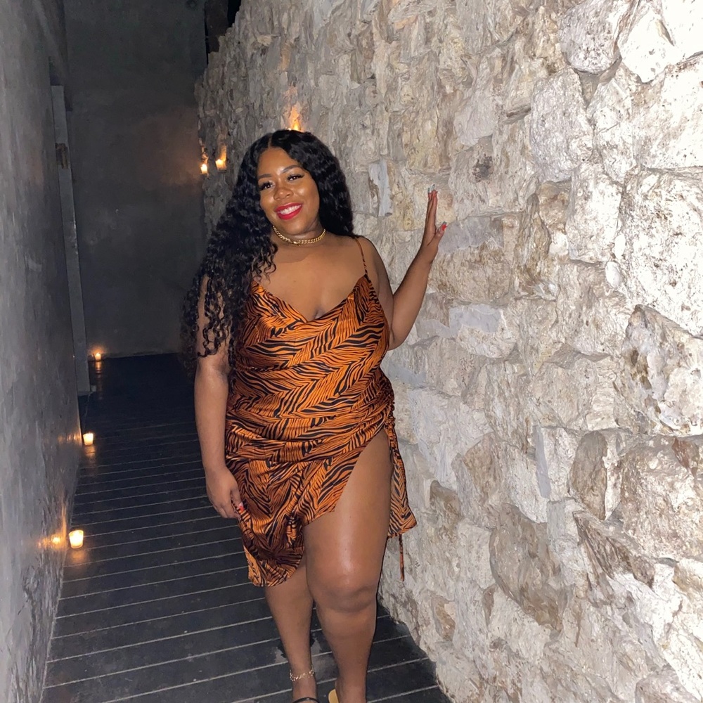 Fashion Nova Ruched Leopard Dress